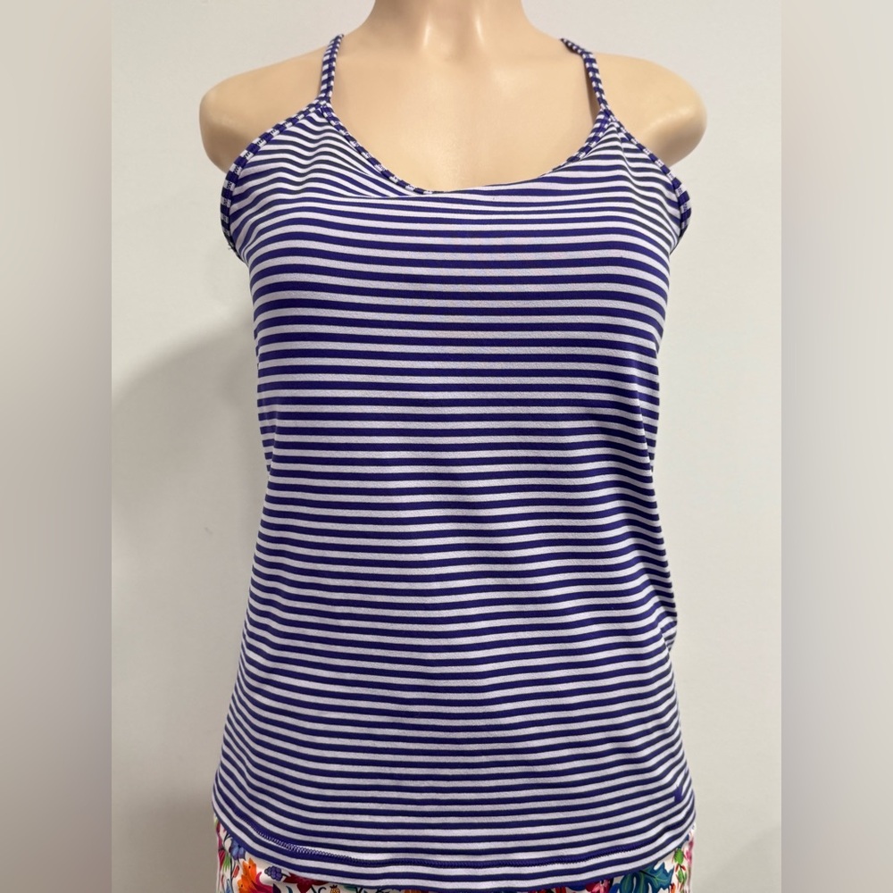 Nike Striped Purple and White Women's Top Size Large